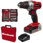 Дрель аккумуляторная Einhell TE-CD 18/2 Li + 34 бита + 5 сверл 1x2,5 Ah (4514219) – Фото №1