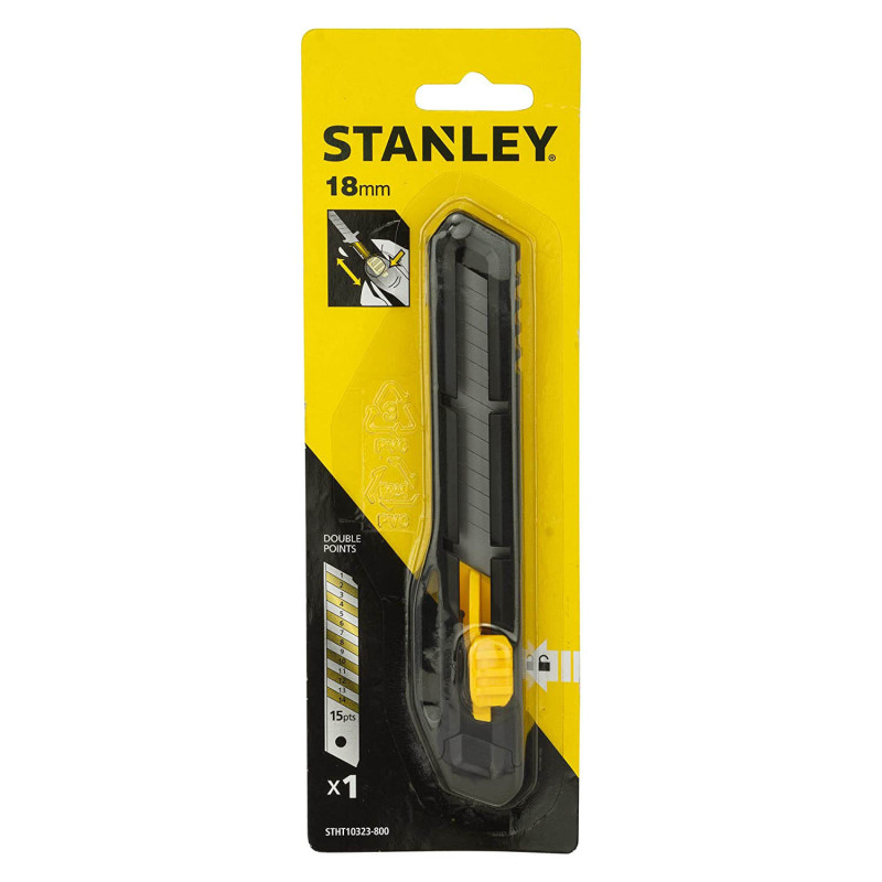 Нож в пластиковом корпусе с выдвижным сегментным лезвием шириной 18 мм. STANLEY (STHT10323-8)