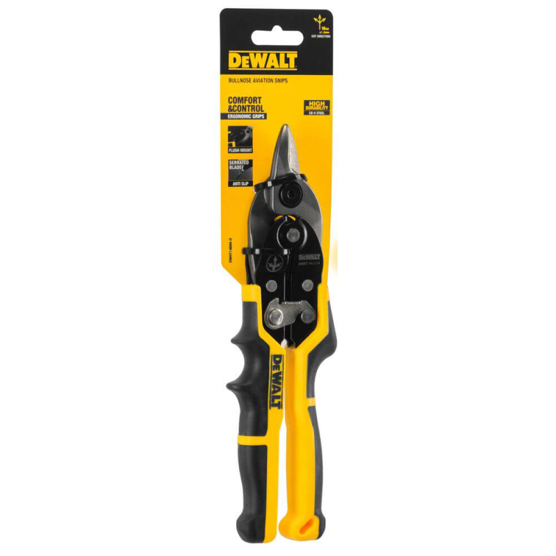 Ножницы по металлу ERGO Aviation длиной 235 мм прямые с короткими губками DeWALT (DWHT14694-0)