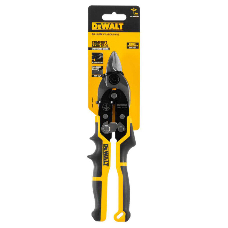 Ножницы по металлу ERGO Aviation длиной 235 мм прямые с короткими губками DeWALT (DWHT14694-0)