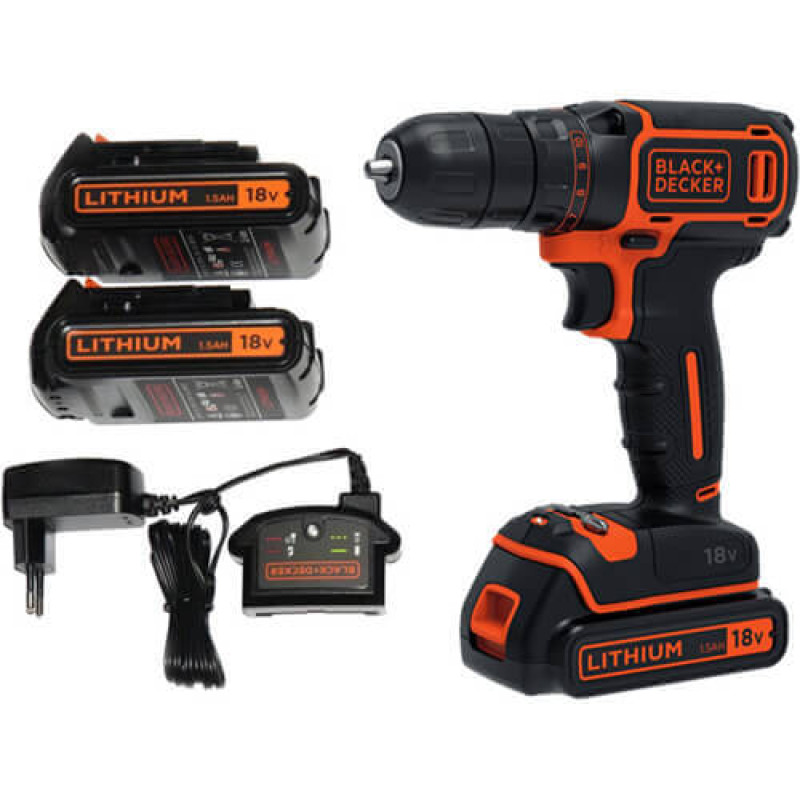 Дрель-шуруповерт аккумуляторный BLACK+DECKER (BDCDD186KB)