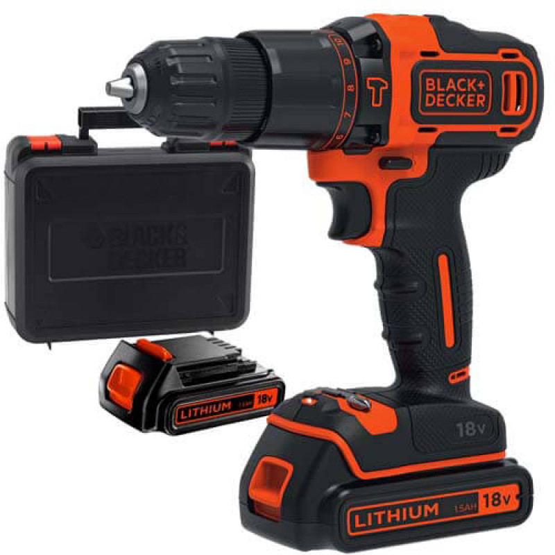 Дрель-шуруповерт аккумуляторный ударный BLACK+DECKER (BDCHD18KB)