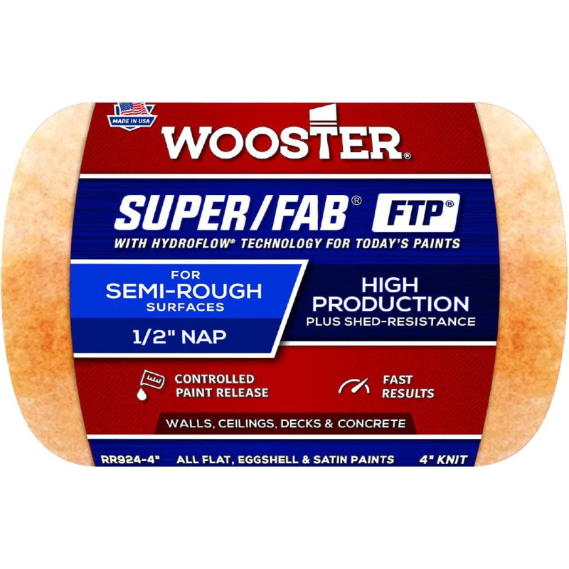 Валик малярный Wooster Super/Fab Ftp (вязаный) RR924-4, 10 см с ручкой