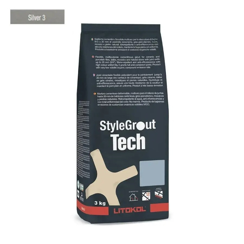 Цементная затирка StyleGrout Tech 0-20 (Silver 3) 3 кг (SGTCHSLV30063)