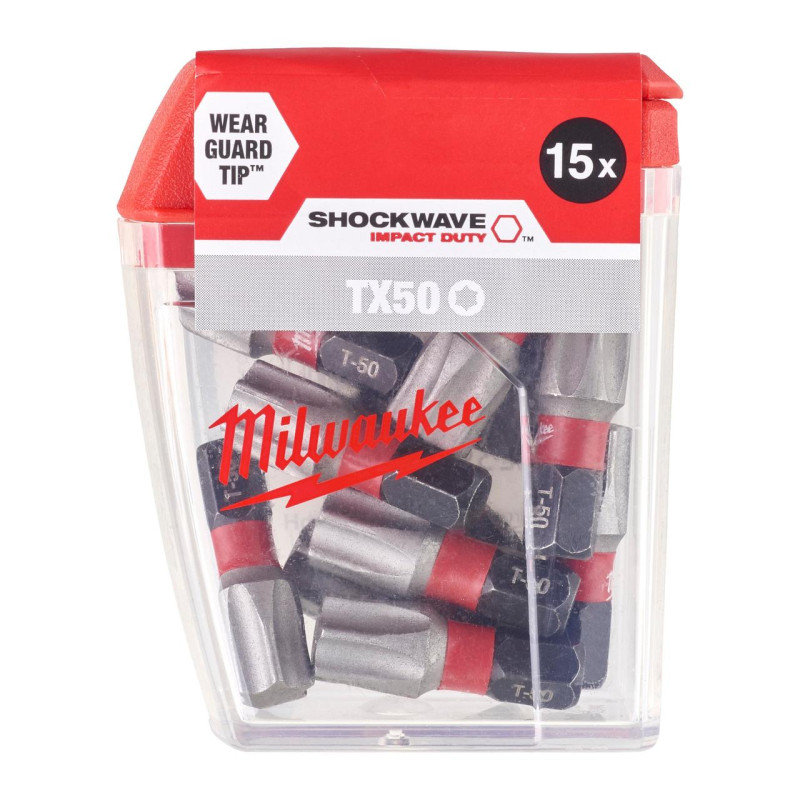 Биты MILWAUKEE SHOCKWAVE TX50 25 мм (15 шт) (4932430892)