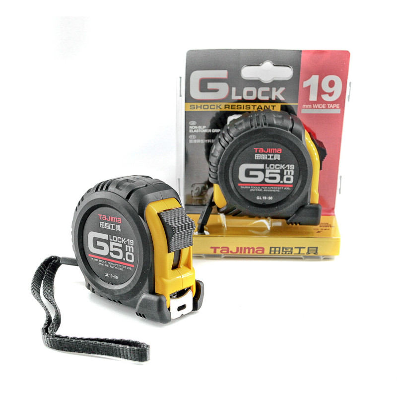 Рулетка строительная TAJIMA G LOCK GL19-50 ударопрочная, 19 мм х 5 м (1001-0220)
