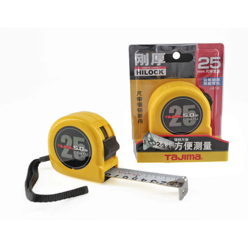 Рулетка строительная TAJIMA GOATU HI LOCK L25-50 усиленная лента 25 мм х 5 м (1001-2439)