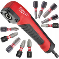 Угловой адаптер для шуруповёрта + 10 бит SHOCKWAVE MILWAUKEE (4932471274)