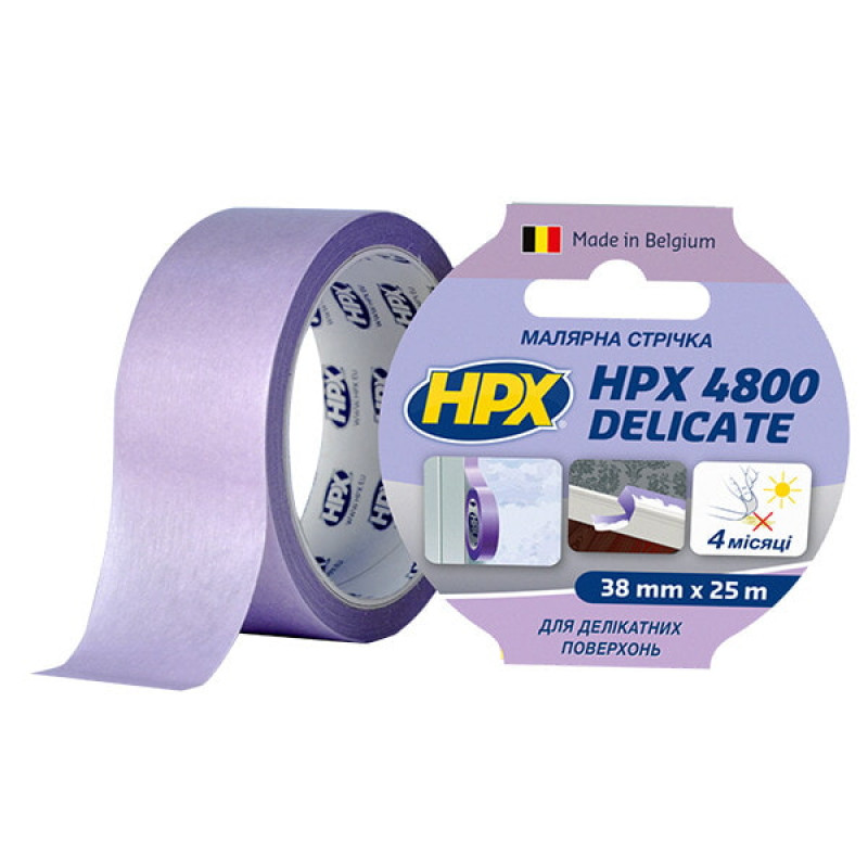 Малярная лента (скотч) HPX 4800 38 мм х 25 м для деликатных поверхностей и четких контуров (SR3825).