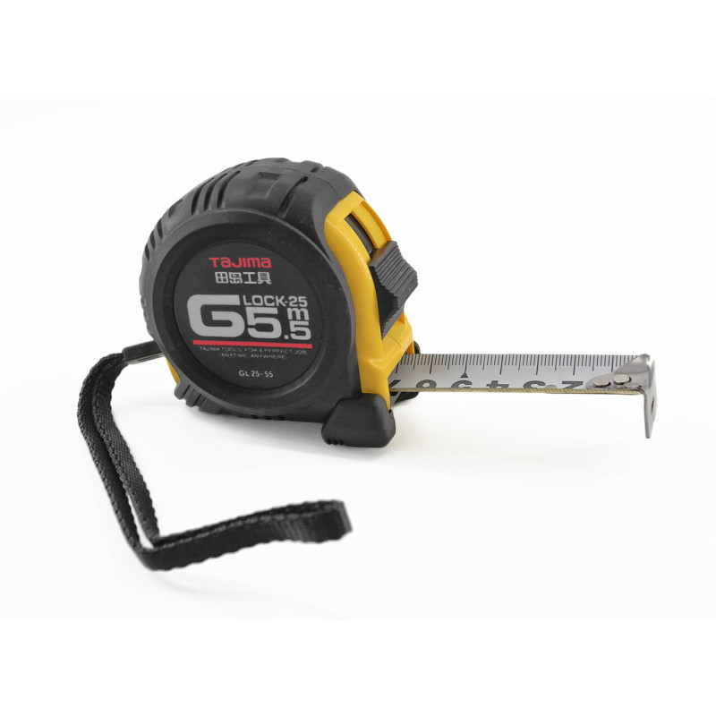 Рулетка строительная TAJIMA G LOCK GL25-55 ударопрочная, 25 мм х 5,5 м (1001-0221)
