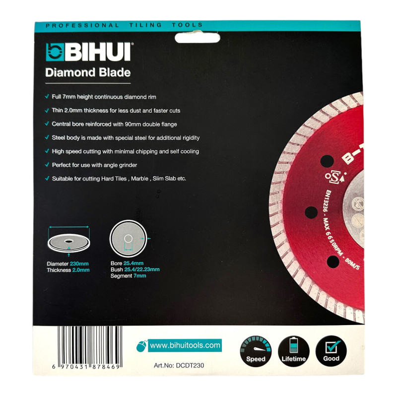 Диск алмазный BIHUI B-TURBO Ø 230 мм (DCDT230)