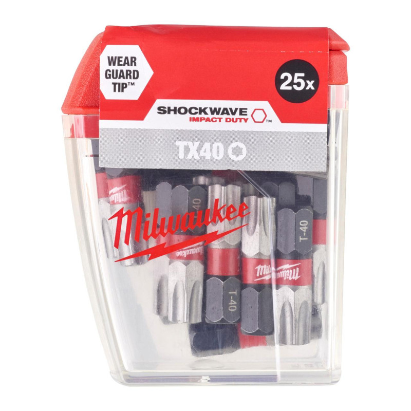 Биты MILWAUKEE SHOCKWAVE TX40 25 мм (25 шт) (4932430889)