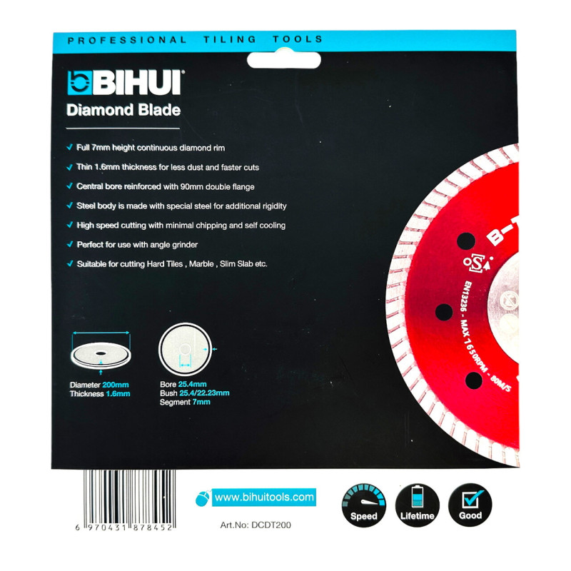 Диск алмазный BIHUI B-TURBO Ø 200 мм (DCDT200)