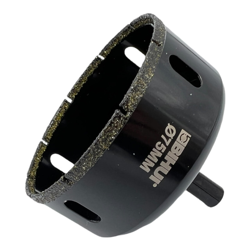 Алмазная коронка BIHUI Ceramics PRO 75 мм под дрель (DBW75)