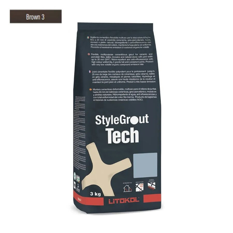 Цементна фуга StyleGrout Tech 0-20 (Brown 3) 3 кг (SGTCHBRW30063)