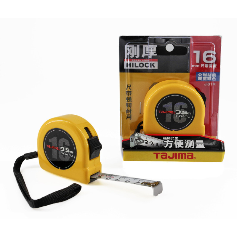 Рулетка строительная TAJIMA GOATU HI LOCK L16-35 усиленная лента 16 мм х 3,5 м (1001-2437)