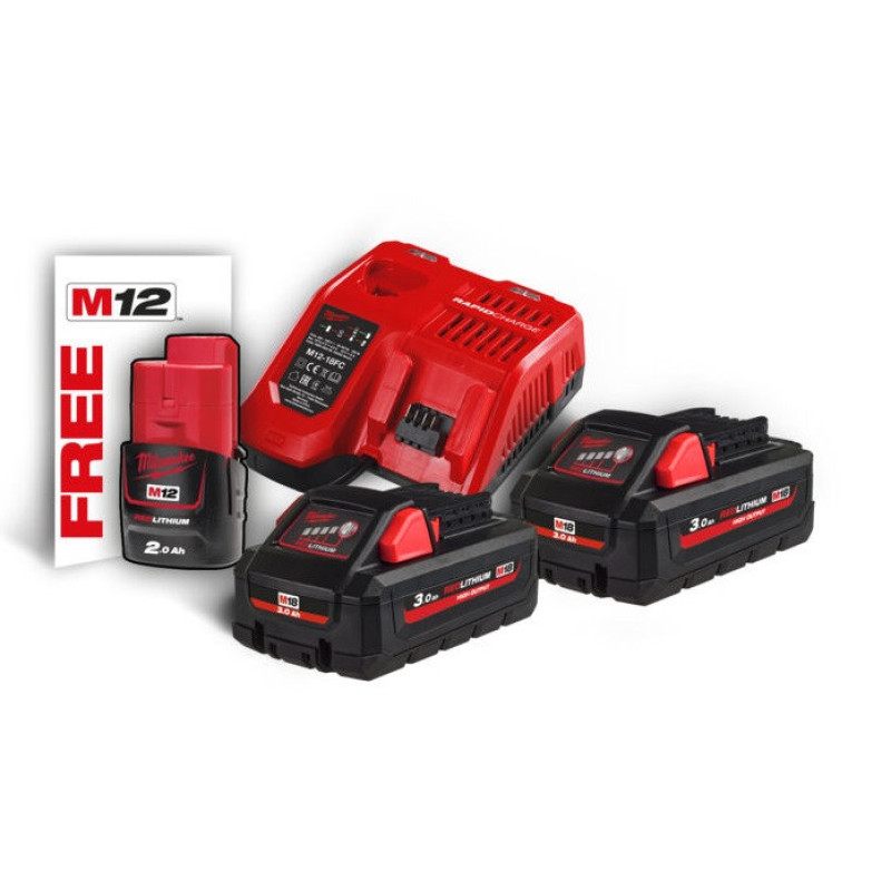 Акумулятор + З/П (Енергокомплект) M18 HNRG-302 (НВ3 2 шт + В2 1 шт +З/П M12-18FC) MILWAUKEE (4933471071)
