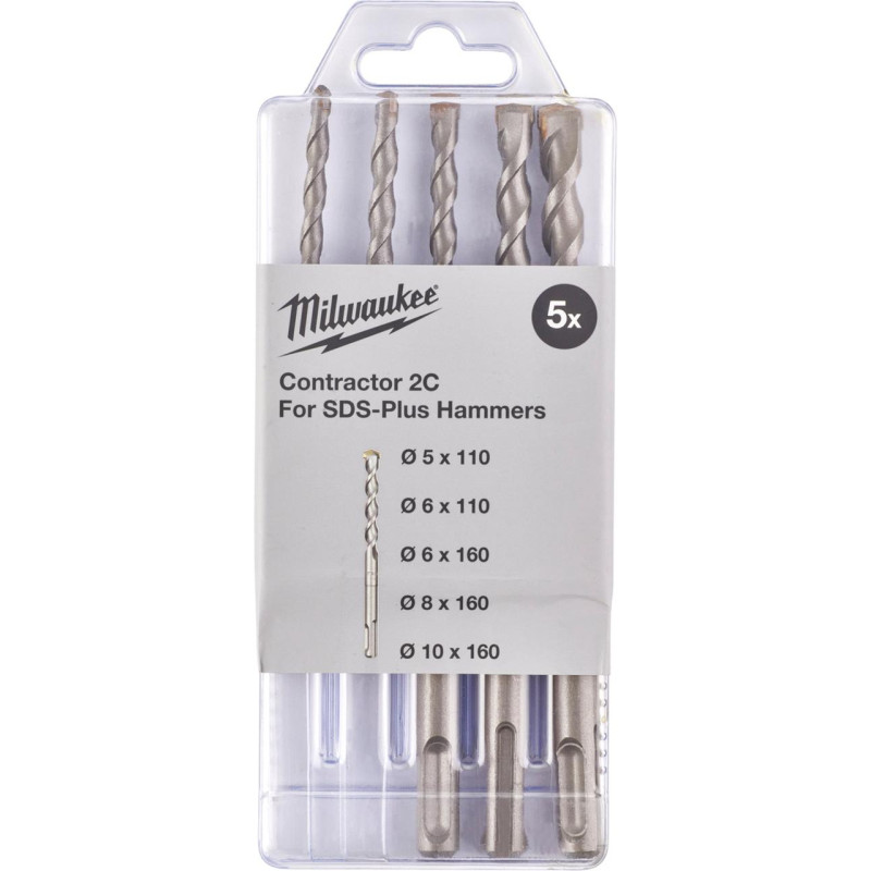 Бур НАБІР із 5 бурів SDS+ CONTRACTOR (5/6х110, 6/8/10х160 мм) MILWAUKEE (4932471242)