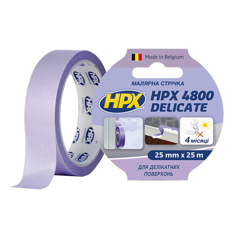 Малярна стрічка (скотч) HPX 4800 25 мм х 25 м для делікатних поверхонь та чітких контурів (SR2525)