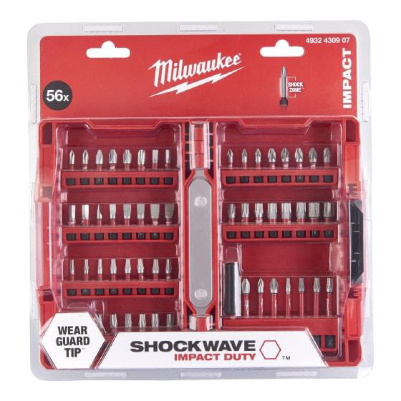 Биты НАБОР — 56 предметов для шуруповерта Milwaukee SHOCKWAVE (4932430907)