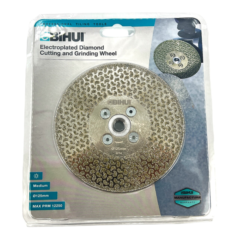 Диск алмазный BIHUI GALVANIC 125 мм для резки и шлифовки с фланцем М14 (DCWME5)