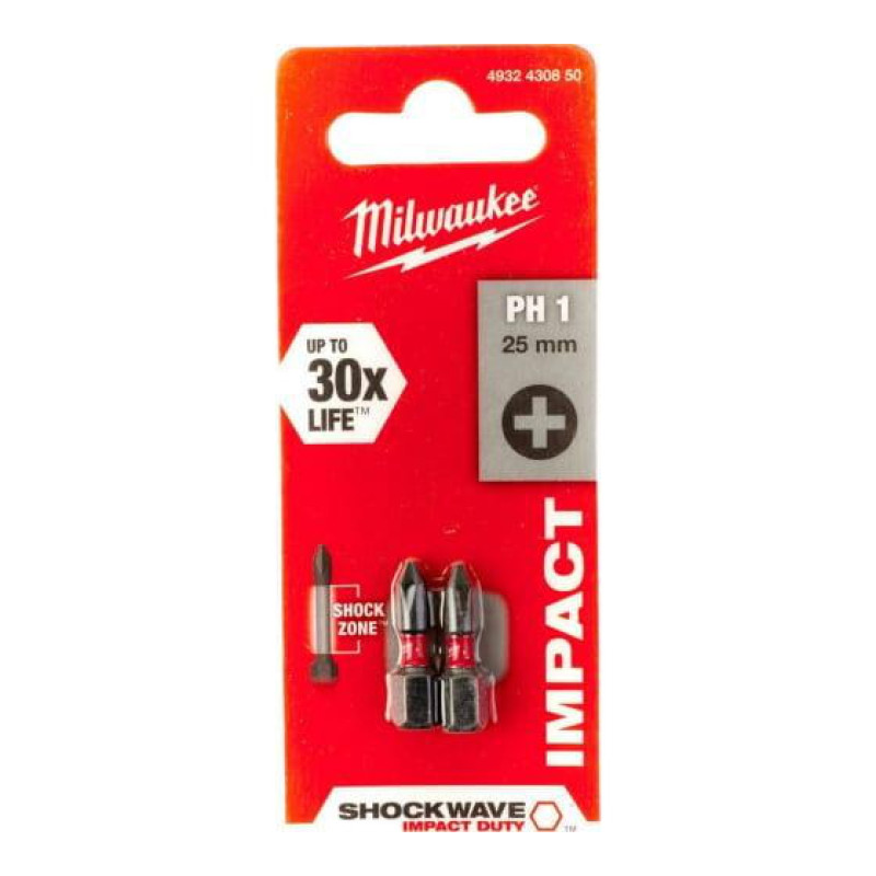 Бита Milwaukee SHOCKWAVE PH1 25мм (2 шт) (4932430850)