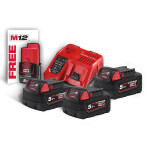 Аккумулятор + З/У (Энергокомплект) M18 NRG-503 (В5 2 шт + В2 1 шт + З/У M12-18FC) MILWAUKEE (4933451423) – Фото №1