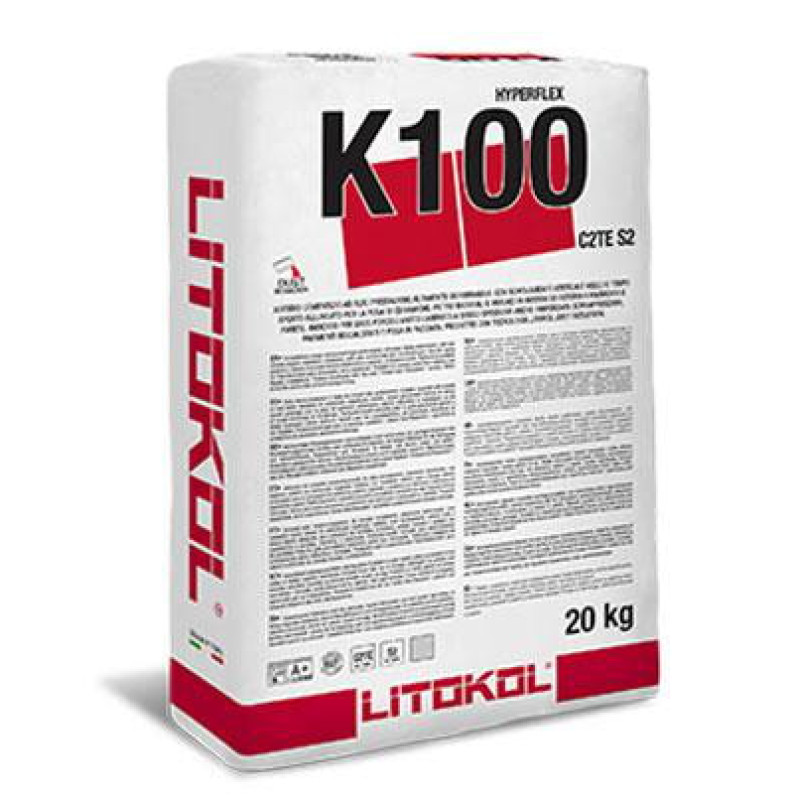 Клей на цементной основе Litokol HYPERFLEX K100 20 кг C2TES2, серый (K100G0020)