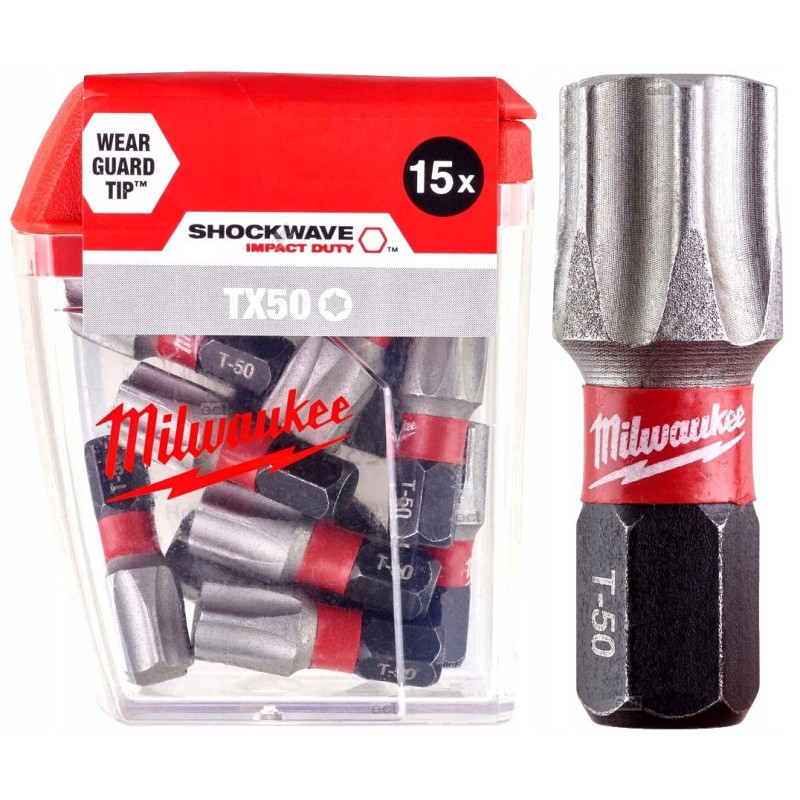 Биты MILWAUKEE SHOCKWAVE TX50 25 мм (15 шт) (4932430892)