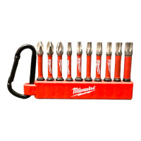 Биты НАБОР - 10 шт. Shock Zone + держатель с карабином MILWAUKEE (4932480941)