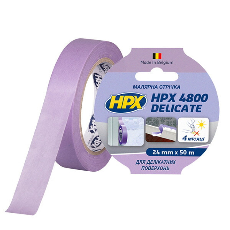Малярна стрічка (скотч) HPX 4800 24 мм х 50 м для делікатних поверхонь та чітких контурів (PW2550)