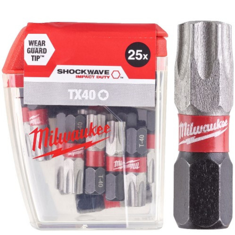 Биты MILWAUKEE SHOCKWAVE TX40 25 мм (25 шт) (4932430889)