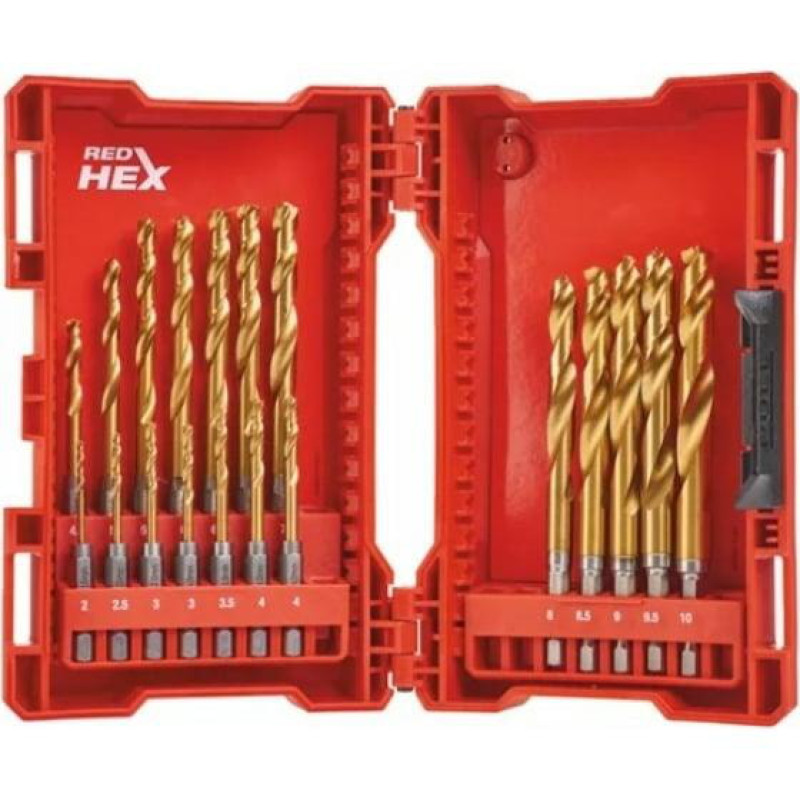 Набор сверл по металлу RedHEX HSS-G TiN 2-10мм (19 шт) MILWAUKEE (48894760)