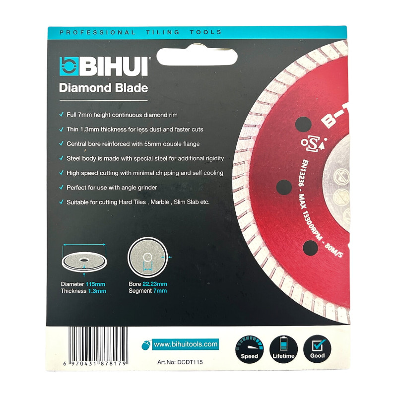 Диск алмазний BIHUI B-TURBO Ø 115 мм (DCDT115)
