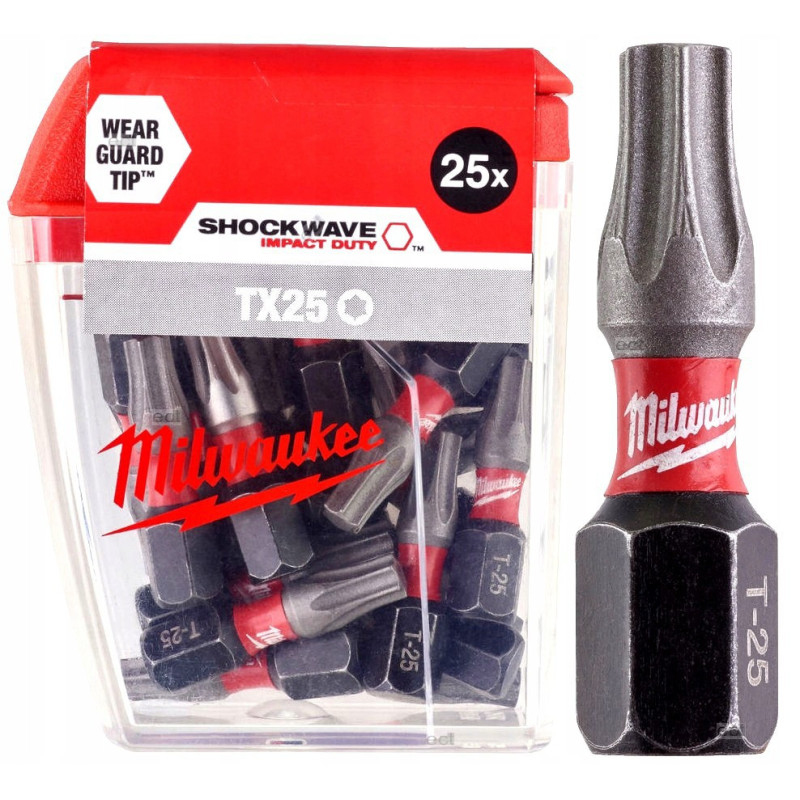 Биты MILWAUKEE SHOCKWAVE TX25 25 мм (25 шт) (4932430880)