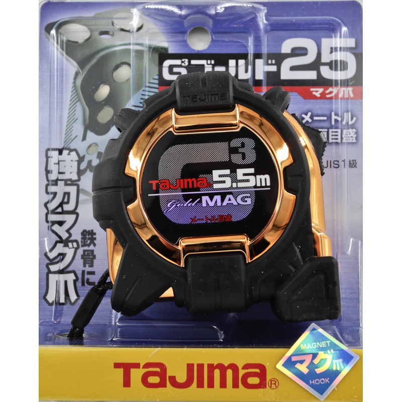 Рулетка строительная TAJIMA G3 LOCK G3GL25-55BL ударопрочная магнитная 25 мм х 5,5 м (1001-1882)