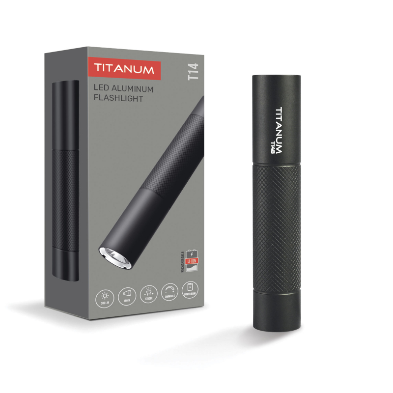 Фонарь портативный светодиодный TITANUM 300Lm 5000K Black (TLF-T14B)
