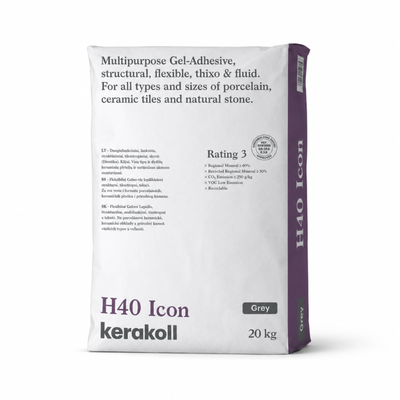 Клей для плитки Kerakoll H40 Icon, 20 кг, серый (82685)
