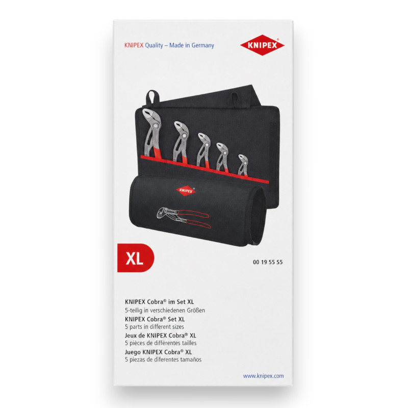 Набір кліщів переставних KNIPEX Cobra, 125–300 мм у сумці, 5 шт (00 19 55 S5)
