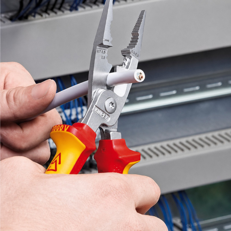 Багатофункціональні кліщі KNIPEX VDE діелектричні, 200 мм (13 86 200)