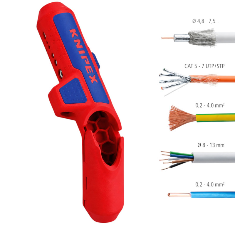 Стриппер KNIPEX ErgoStrip для снятия изоляции, Ø8–13мм, 135мм (16 95 01 SB)