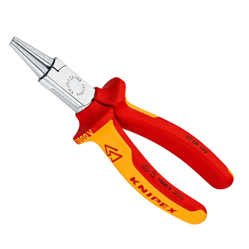 Круглогубцы диэлектрические KNIPEX VDE, 160мм (22 06 160)