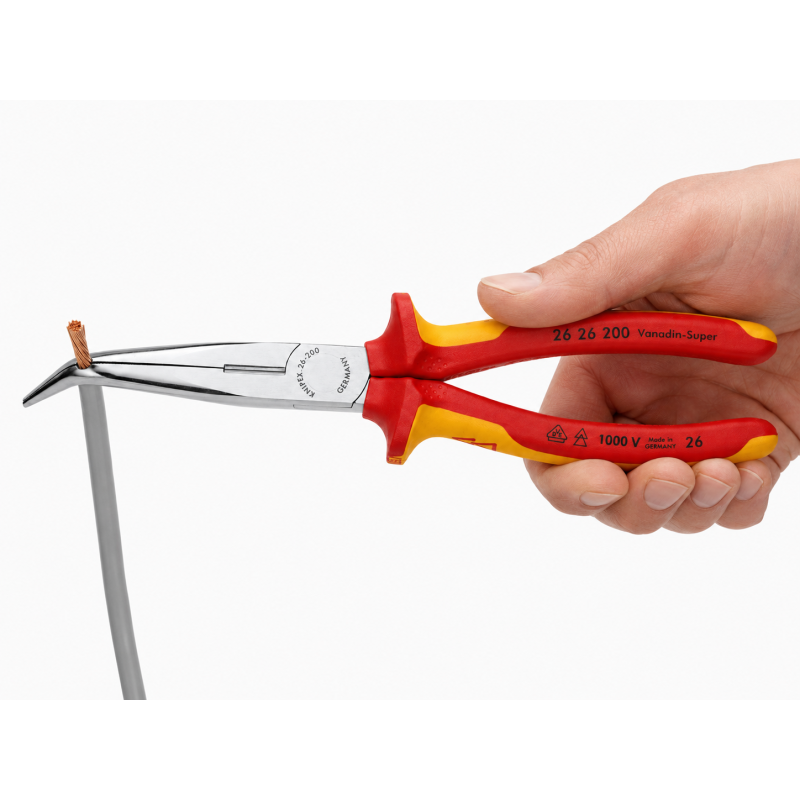 Круглогубцы плоские KNIPEX VDE с режущей кромкой изогнутые (26 26 200)