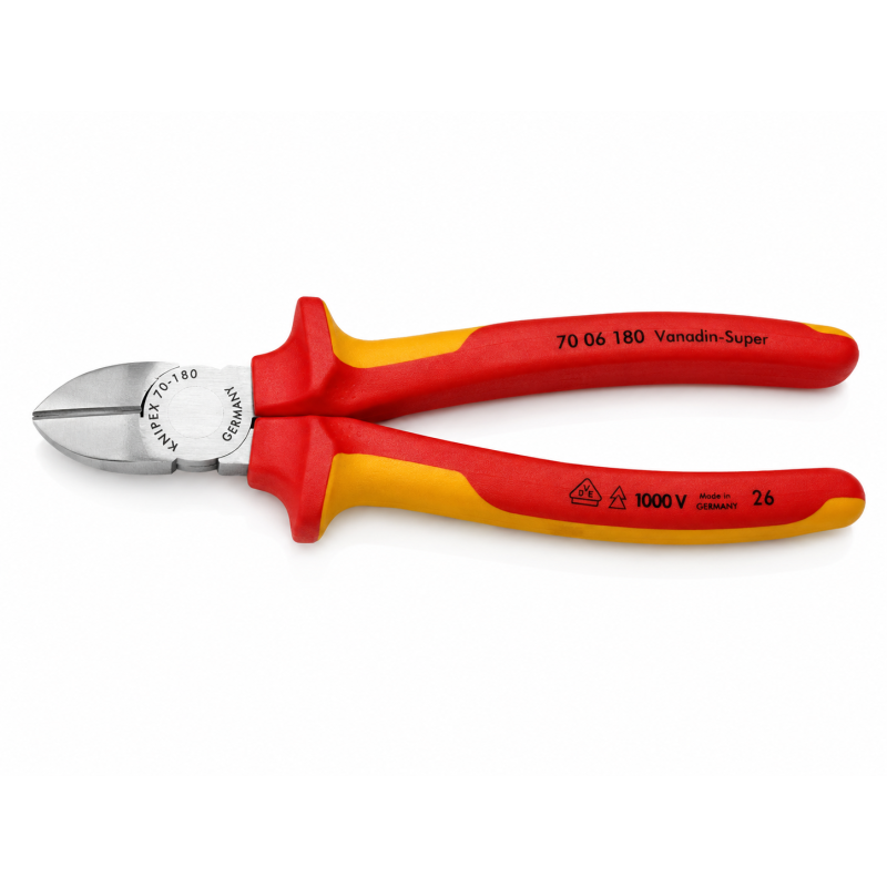 Боковые кусачки (бокорезы) KNIPEX VDE хромированные (70 06 180)