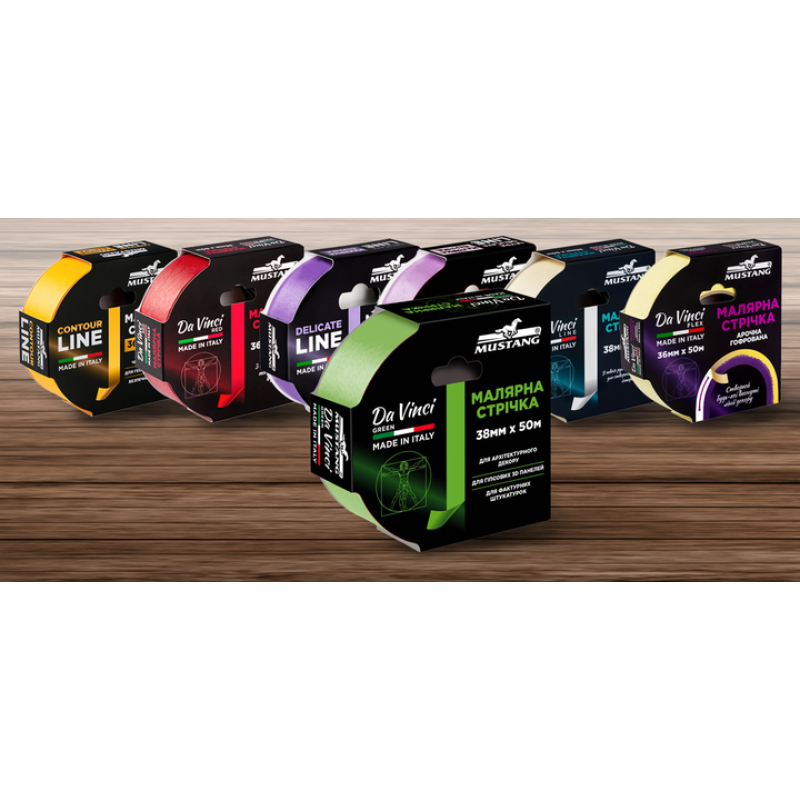 Малярная лента MUSTANG Da Vinci Green 38 мм × 50 м, зелёная (ITWP3850GN)