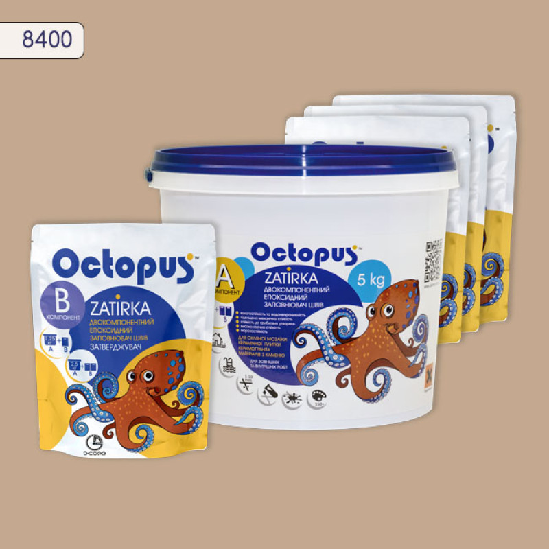 Эпоксидная двухкомпонентная затирка Octopus Zatirka цвет 8400 5 кг (8400-5)