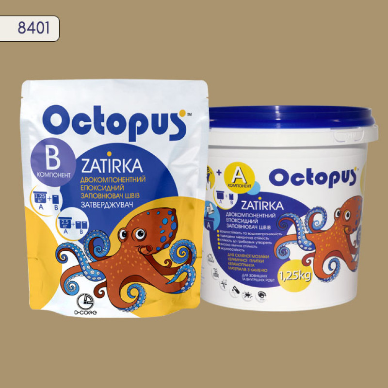 Эпоксидная двухкомпонентная затирка Octopus Zatirka цвет 8401 1,25 кг (8401-1)