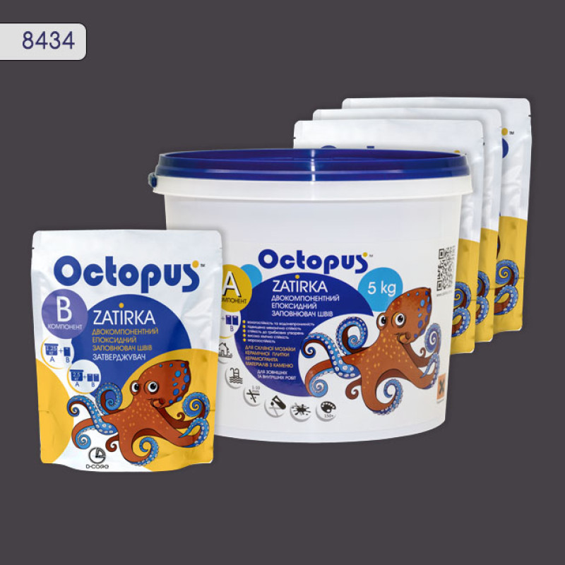 Двухкомпонентный эпоксидный заполнитель швов Octopus Zatirka, цвет 8434 5 кг (8434-5)