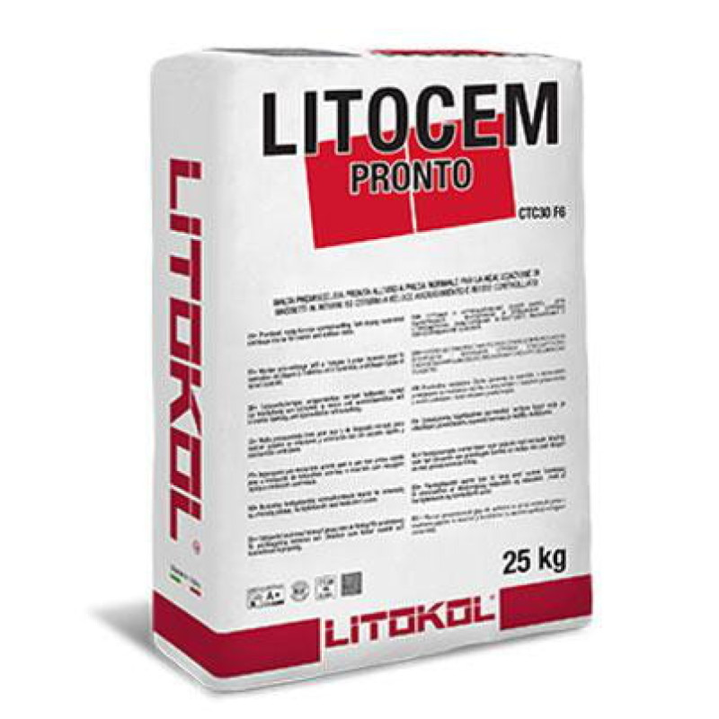 Стяжка на цементній основі LITOKOL LITOCEM PRONTO швидкосохнуча 25 кг, сірий (LTCPNT0025)
