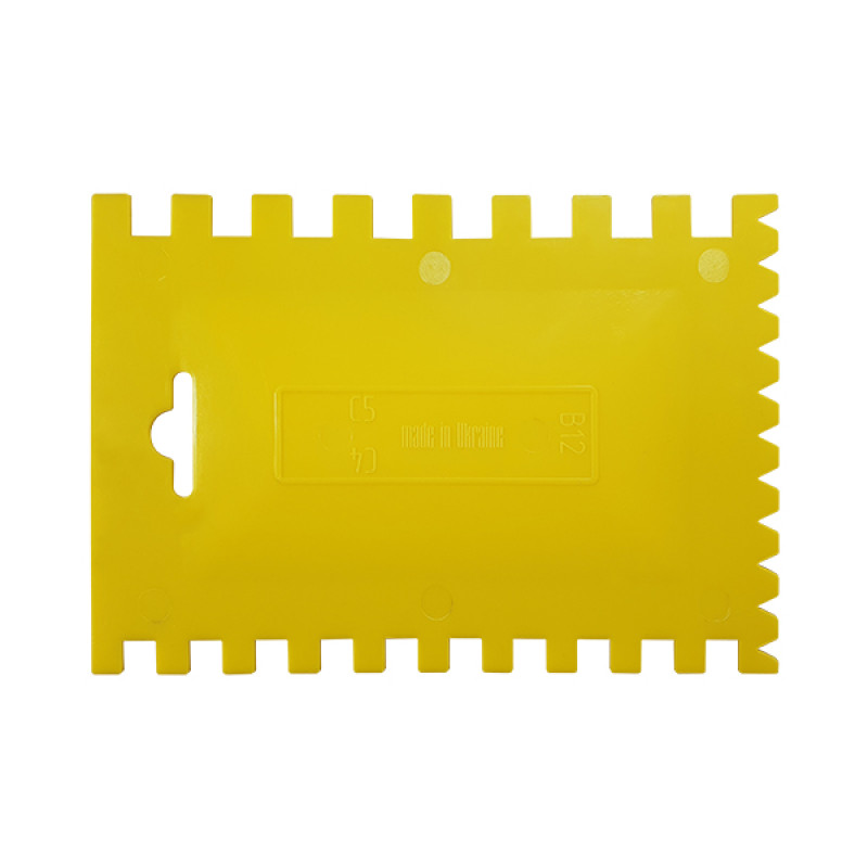 Зубчатый шпатель для плитки пластиковый - 170x120 мм, B12 C4 C5 (348000)